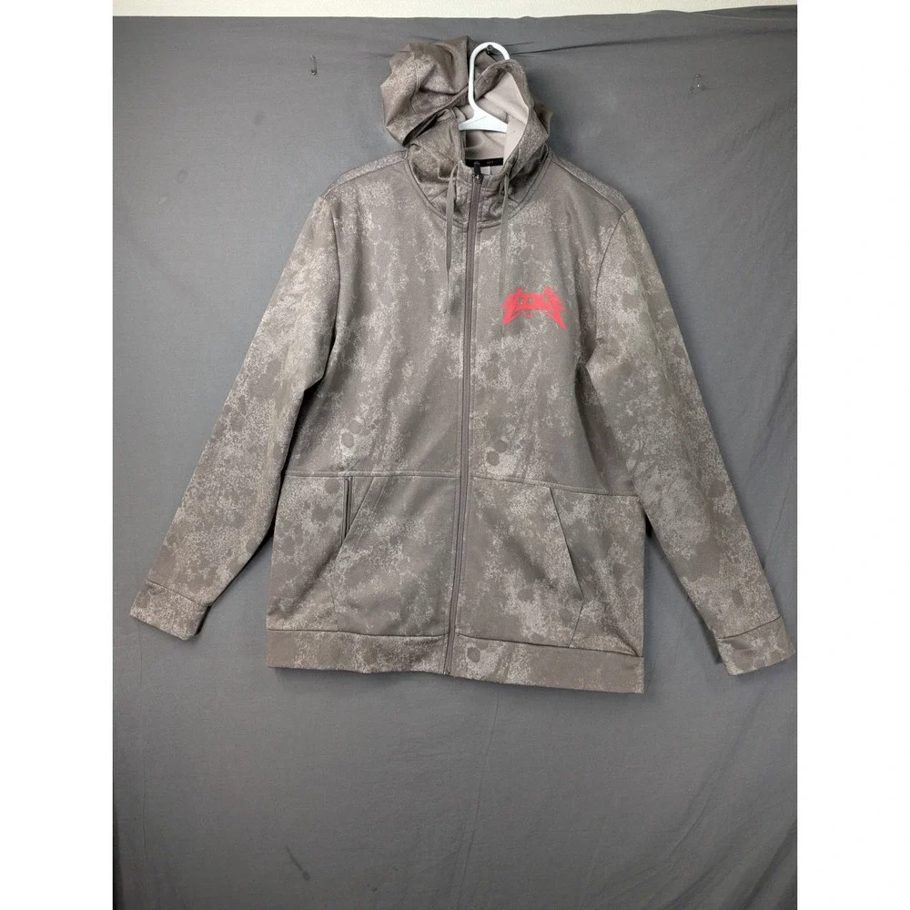 Nike Mens Therma-FIT Full Zip Hoodie Grey Red Graphic DD1974-289 Size L